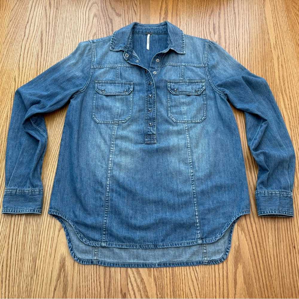 Free People Denim Button Popover Shirt Size Small